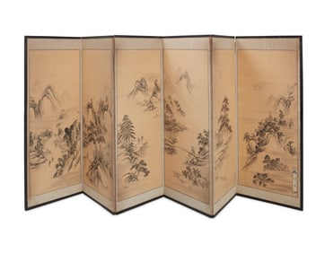 A Japanese six-panel byobu screen