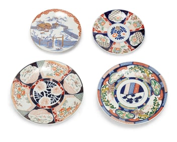 Four East Asian porcelain chargers