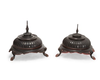 A pair of Burmese Hsun Ok offering jars