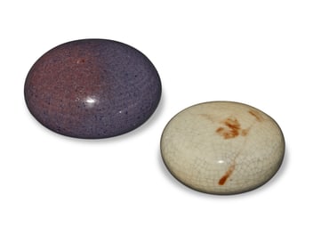 Vivika & Otto Heino (1910-1995 & 1915-2009), Two glazed studio pottery paperweights, 1992-2002