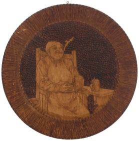 A Folk Art carved wood pictorial plaque