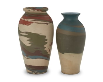 Two Niloak pottery 'Mission Swirl' vases