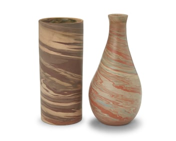 Two Niloak pottery 'Mission Swirl' vases