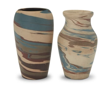 Two Niloak pottery 'Mission Swirl' vases