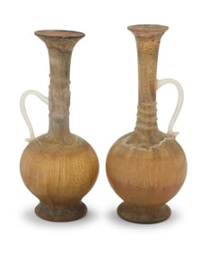 Two Murano scavo glass pitchers