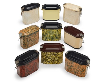 A group of French graniteware lunch pails