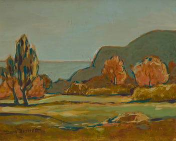 Dana Bartlett (1882-1957), Coastal view with autumn trees