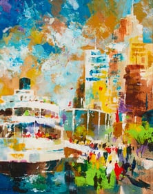 Jack Laycox (1921-1984), People boarding a ferry boat