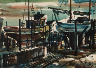 Nol Quinn (1915-1993) Fishing boats San Pedro 1953"
