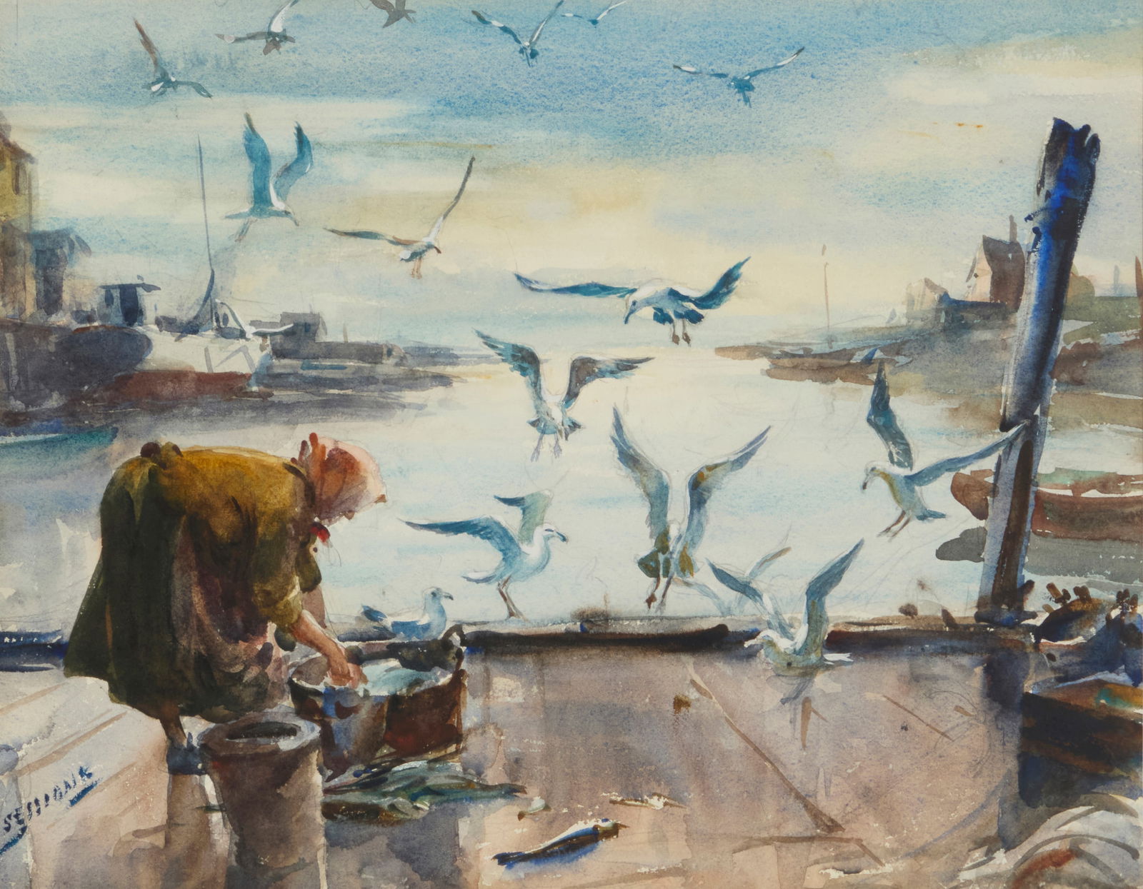 James Milton Sessions (1882-1962), Figure on the dock (1 of 6)