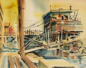 Lorraine Fiege (1913-2003), Wharf scene