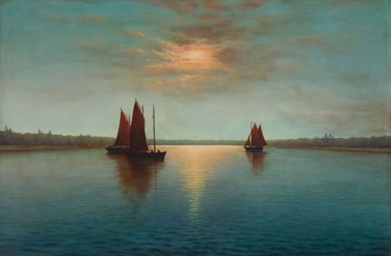 J. Bruhl (19th/early 20th century), "Red sails in the sunset"
