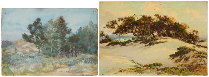 Attributed to Albert Thomas De Rome (1885-1959), Two works: Coastal dunes, and Trees in a landscape