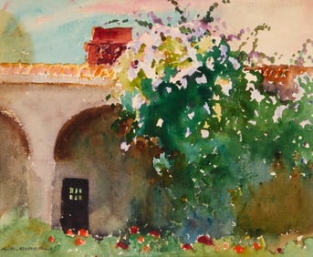 Arthur Grover Rider (1886-1975), Mission garden, possibly San Juan Capistrano