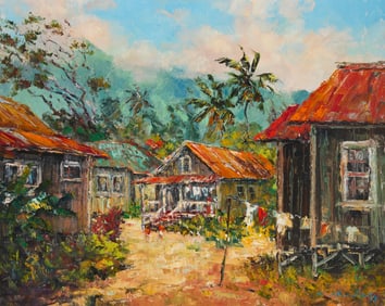 Hajime Okuda (1906-1992), Hawaiian laundry day, 1973