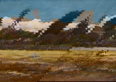 Alfred C. Rodriguez (1862-1890), Figures in a field near a ranch, 1888