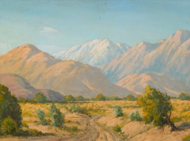 Attributed to Joseph Frey (1892-1977), Palm Desert with mountains