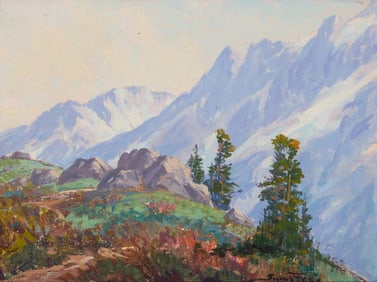 Joseph Frey (1892-1977), Mountain scene with red rocks
