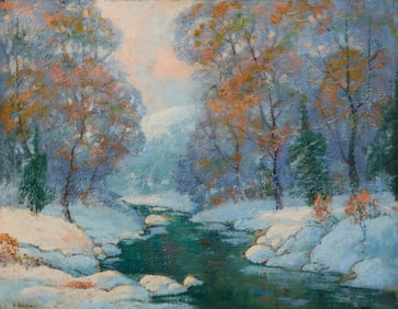 Glenn Swedlun (1902-1987), Creek through an early winter landscape