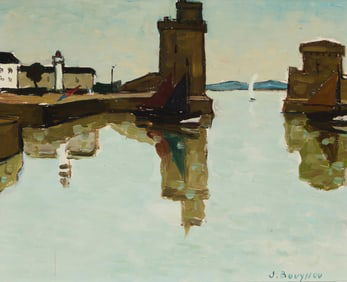 Jacques Bouyssou (1926-1997), European harbor scene