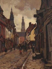 Clarence Montfort Gihon (1871-1929), Parisian street scene