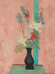 Pierre Ramel (1927-1997), Floral still life with pink background, 1979