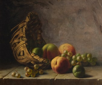 Albert Brunel (19th century), "Still Life with Basket & Fruit"