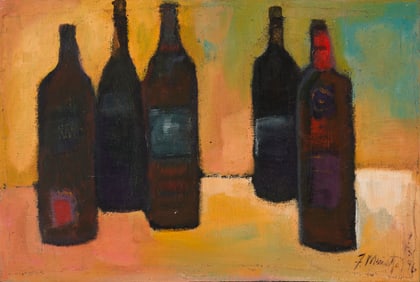 Frank Minuto (b. 1947), Still life with bottles