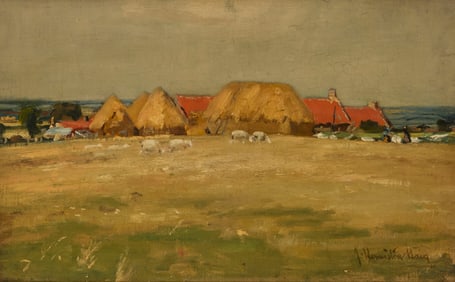 J. Hermiston Haig (fl.1887-1919), Sheep grazing in the English countryside