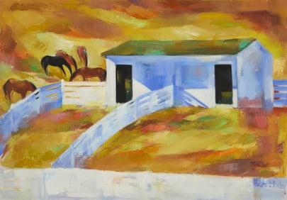 Helen Bertha Dooley (1907-1994), Horses near a stable