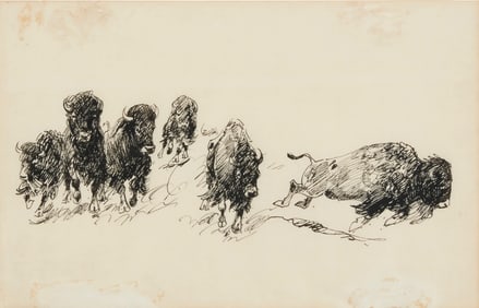 Edward Borein (1872-1945), Charging bisons