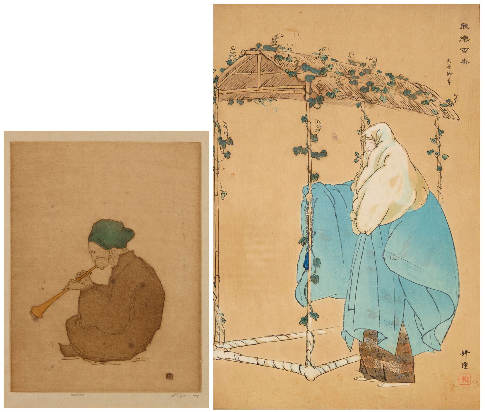 Two early 20th century woodcut prints (1 of 14)