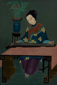 20th Century Chinese reverse painting on glass