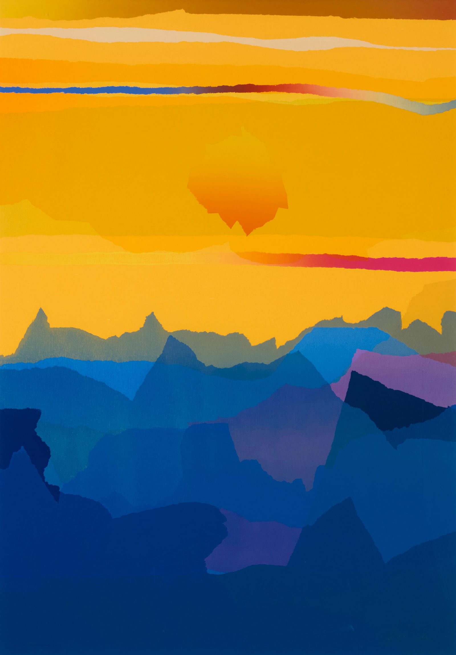 Arthur Secunda (1927-2022), Abstract landscape: Arthur Secunda(1927-2022)Abstract landscapeScreenprint in colors on paperFrom the edition of unknown size and dateSigned in pencil lower right: SecundaSight: 34.5" H x 24.5" W