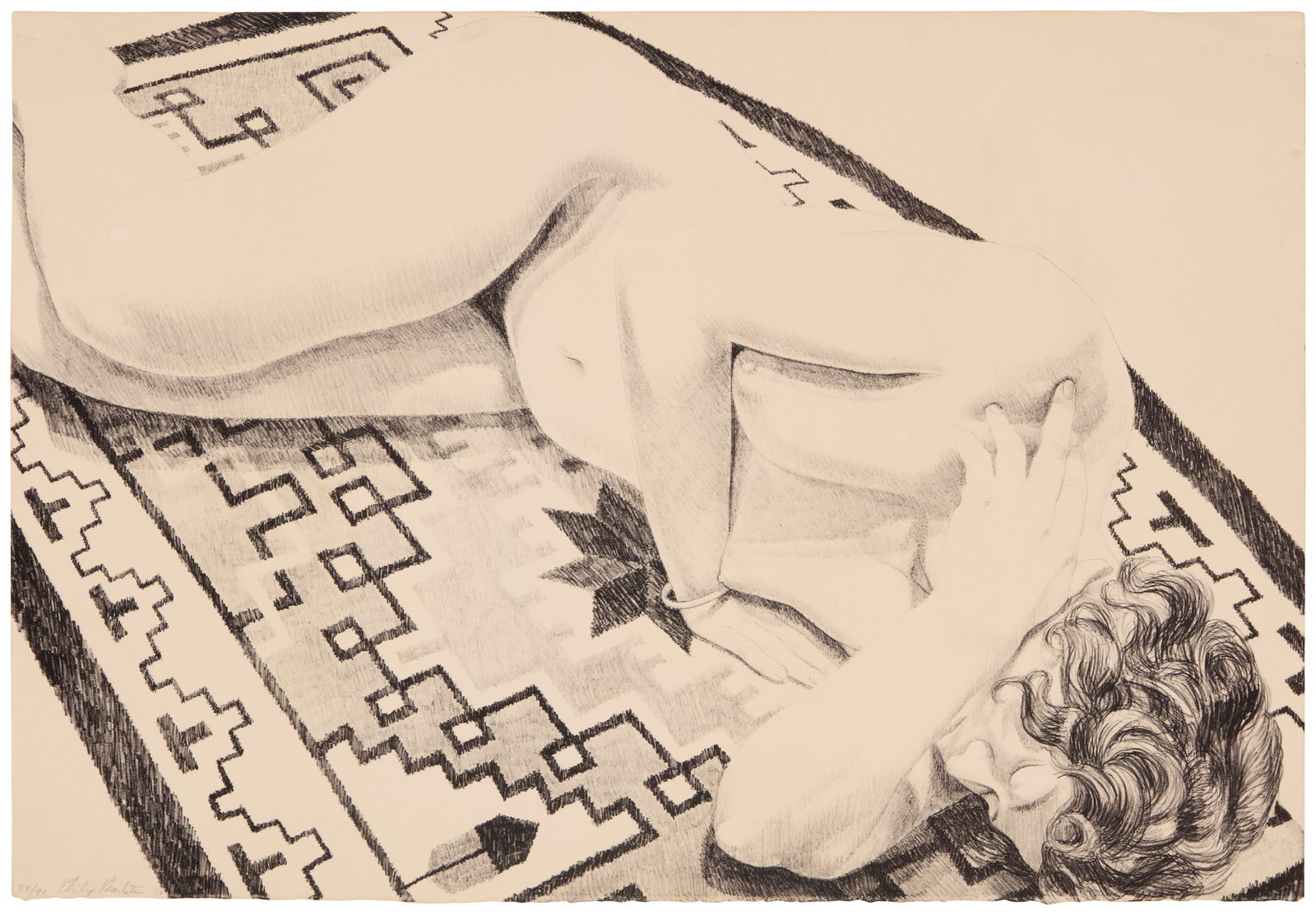 Philip Pearlstein (1924-2022), "Model on Grey Patterned Rug," 1973: Philip Pearlstein(1924-2022)"Model on Grey Patterned Rug," 1973Lithograph on wove paperEdition: 88/90Signed, dated, and numbered in pencil, lower left: Philip Pearlstein 73; Landfall Press, Chicago, I
