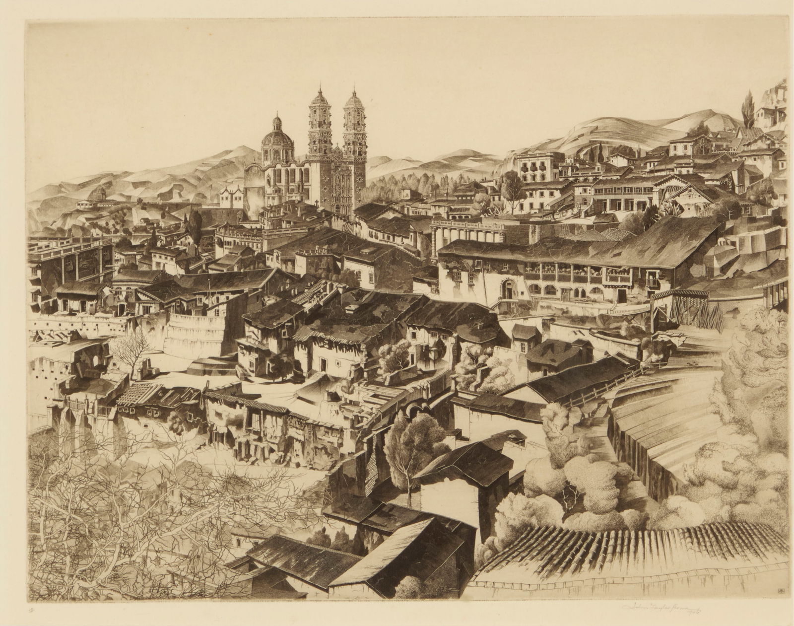 John Taylor Arms (1887-1953), "Light and Shade, Taxco," from the "Mexican Series No. 2," 1946 (1 of 6)
