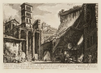 After Giovanni Battista Piranesi (1720-1778), "View of the Remains of the Forum of Nerva," 1756