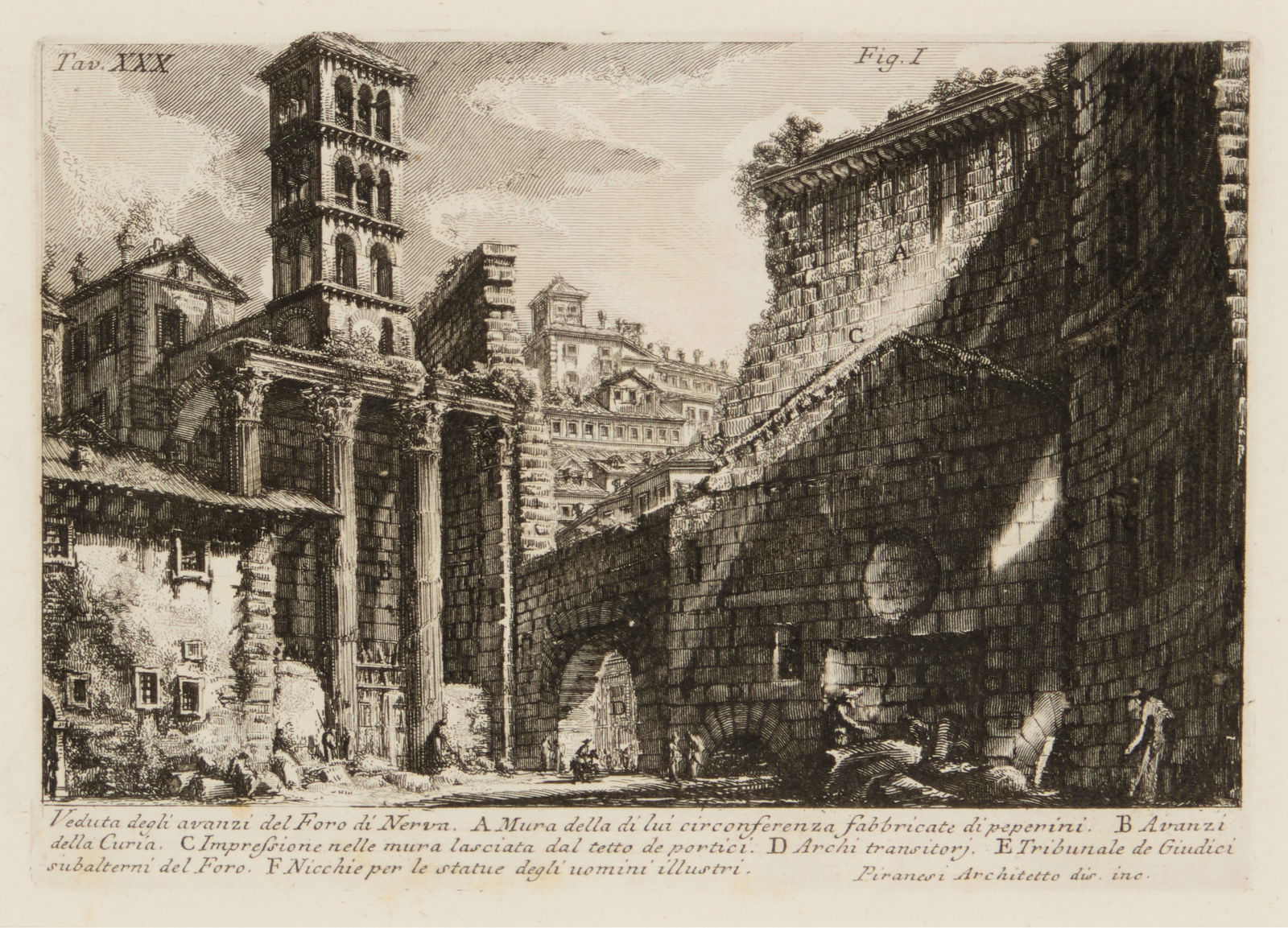 After Giovanni Battista Piranesi (1720-1778), "View of the Remains of the Forum of Nerva," 1756 (1 of 8)