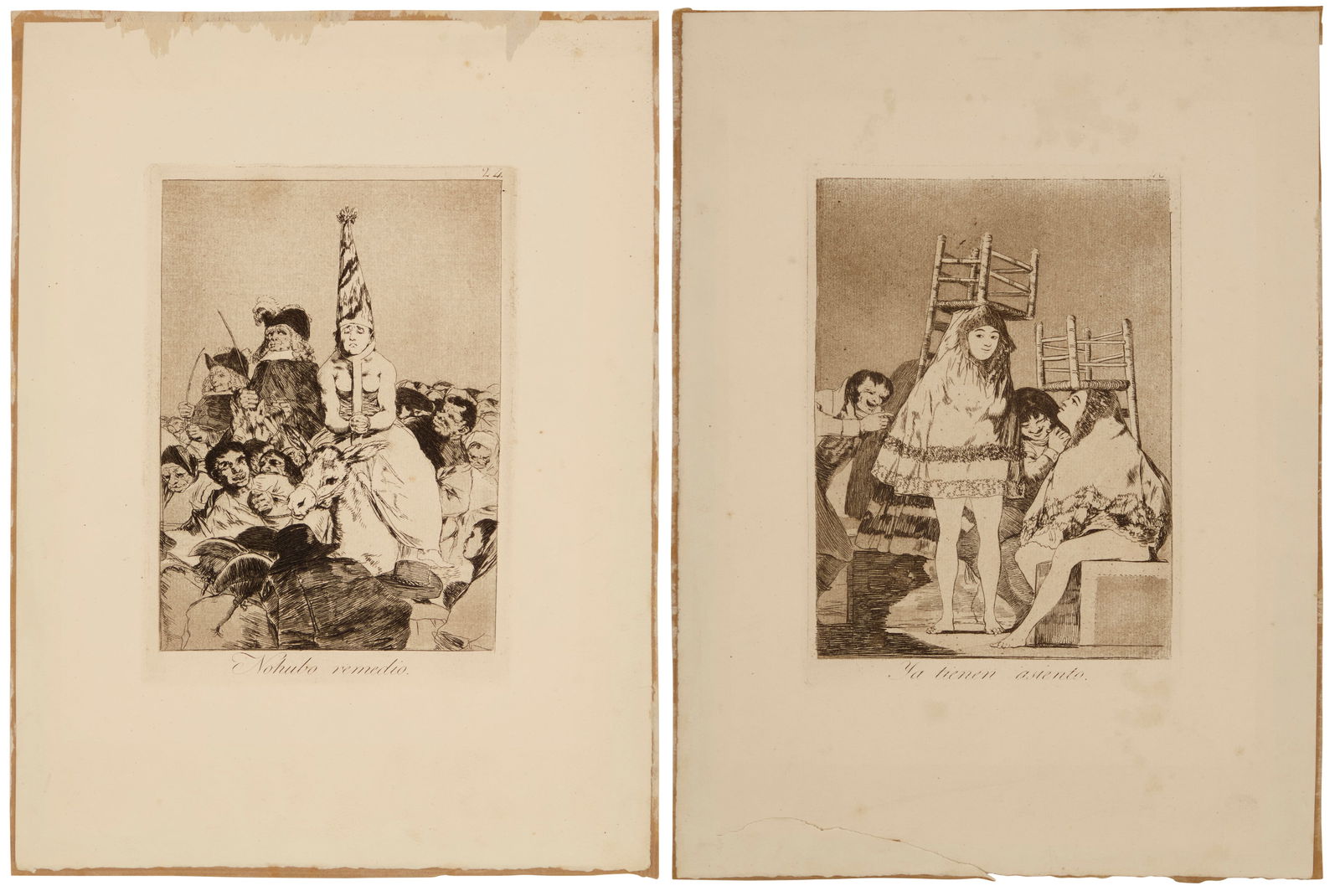 Francisco Goya (1746-1828), Two works: "Nohubo remedio," plate 24; and "Ya tienen asiento," plate (1 of 11)