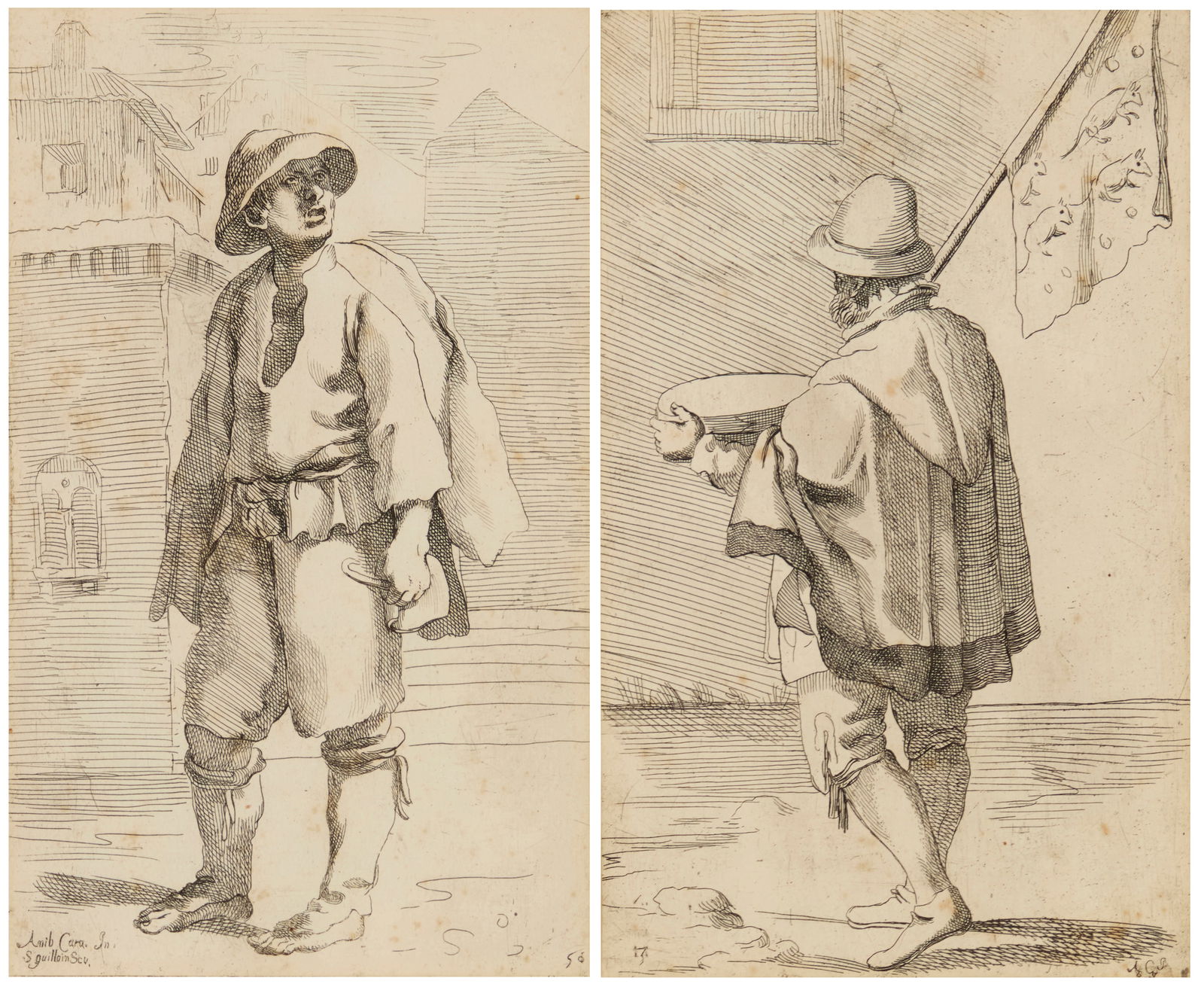 After Annibale Carracci (1560-1609): After Annibale Carracci (1560-1609)Two works:"Spazzacamino"Etching on paperFrom the edition of unknown size and dateBears the printed signature and inscription lower left; with the printed number "50"