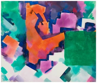 Erle Loran (1905-1999), Abstract composition in oranges and greens, 1985