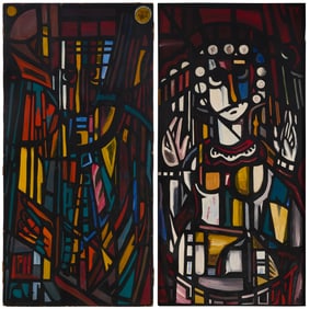 Warren K. Pleasants (1926-2014), Two works: "Lucrete" and an abstract portrait, 1953