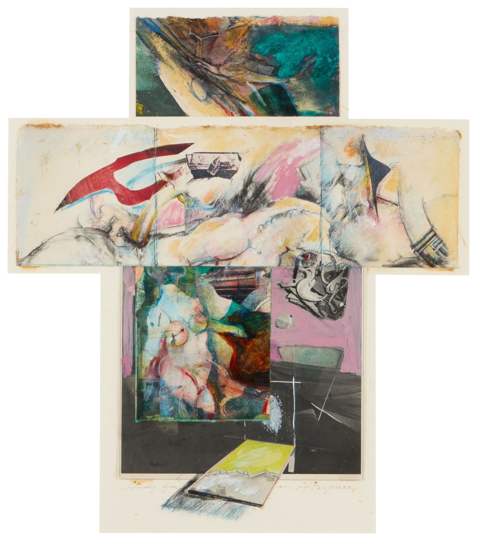 Sam "Kirson" Kirszencwajg (1936-2008), "Study for an Altarpiece," 1993: Sam "Kirson" Kirszencwajg(1936-2008)"Study for an Altarpiece," 1993Mixed media including pastel, graphite, and collage on paperSigned and dated in ink upper right: Kriszencwajg / '93; titled in ink al