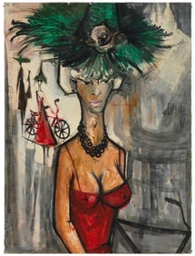 Regis de Bouvier de Cachard (1929-2013), Woman with feather hat, 1962