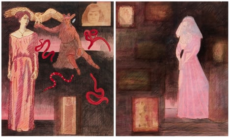 Elizabeth Chandler (b. 1941), Two Surrealist figural works, 1989