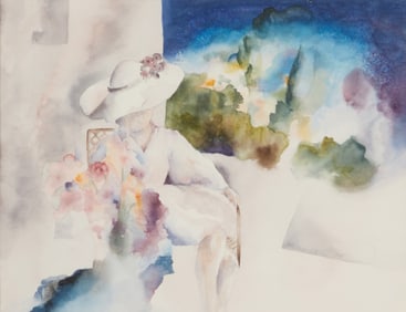 April Gore (20th century), Woman reading at a table, 1984