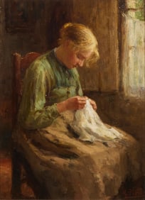 Evert Pieters (1856-1932), Woman sewing