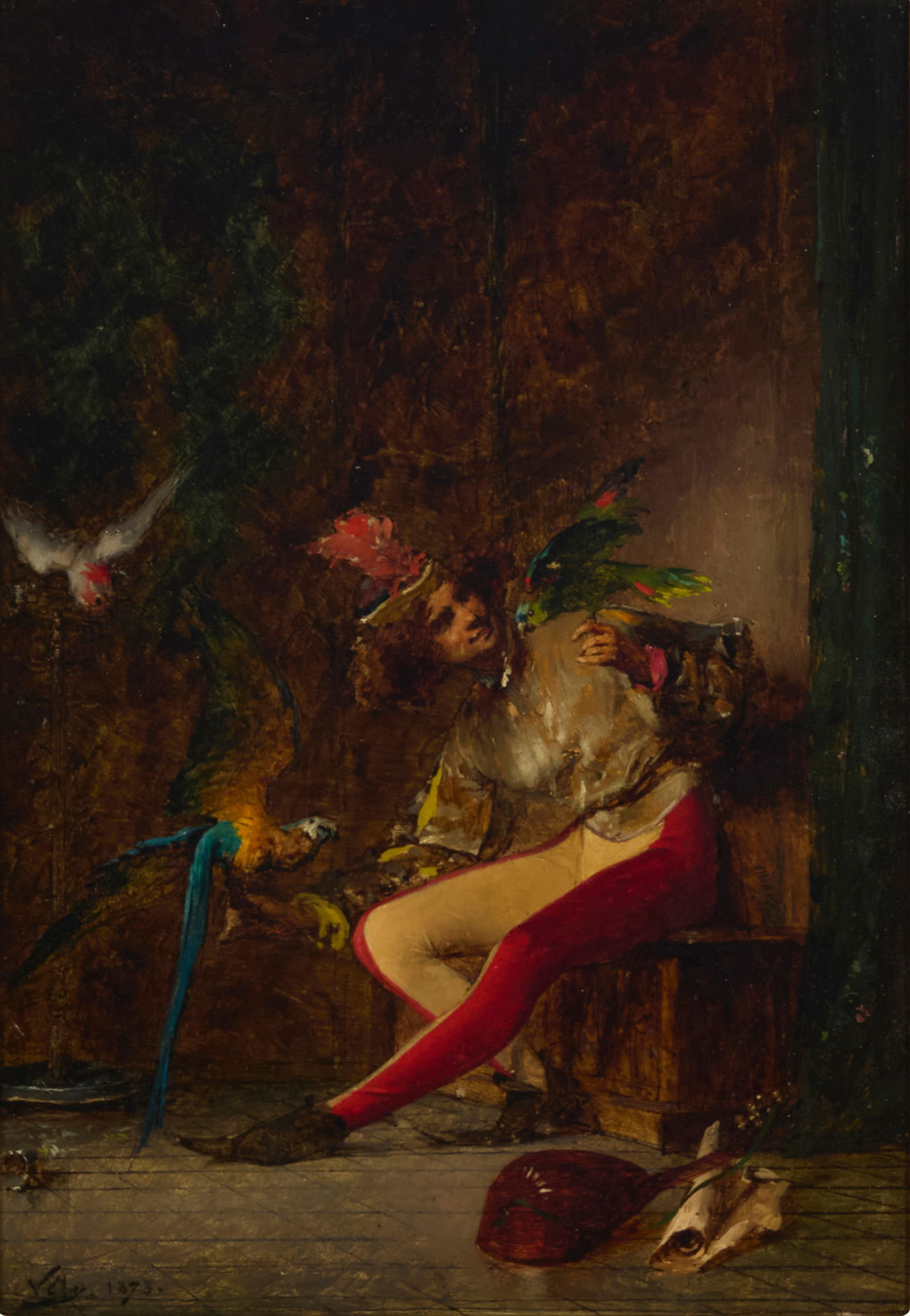 Anatole Vely (1838-1882), "Jeune Page Dressant des Perroquets," 1873 (1 of 7)