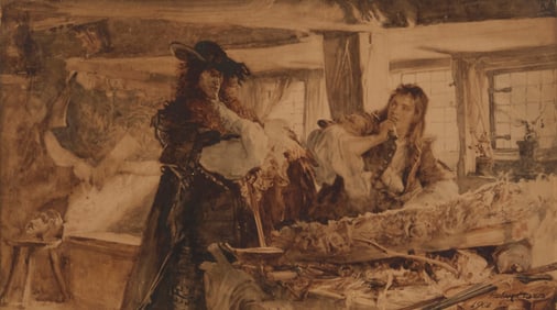 Edgar Bundy (1862-1922), Figures in a ship's interior, 1901