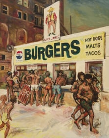 Gerald Spencer (1923-2008), Juicy James Burgers on The Strand, Hermosa Beach